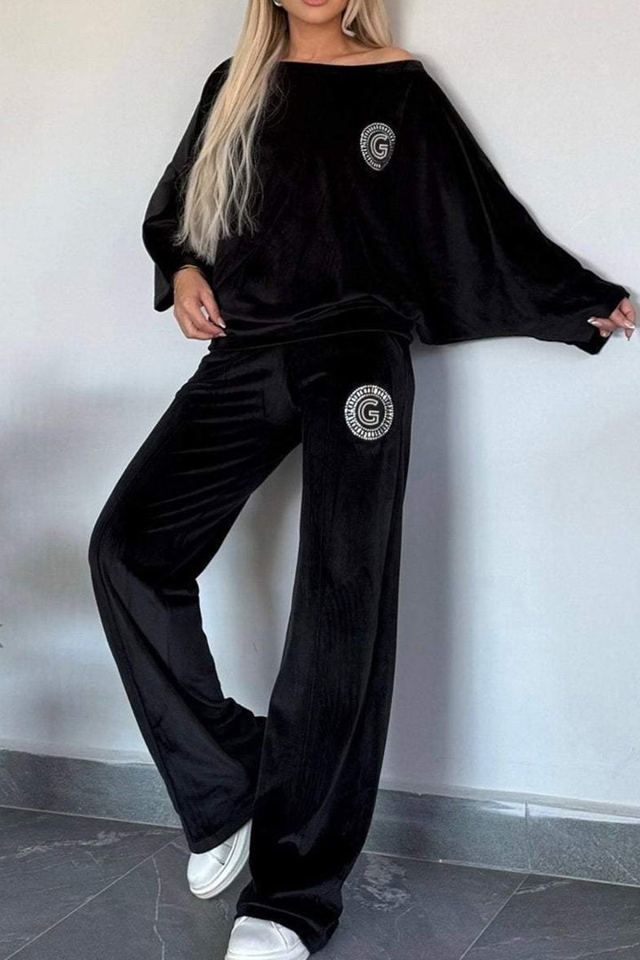 Lara – Suèdelook Two-Piece Set met Vleermuismouwen