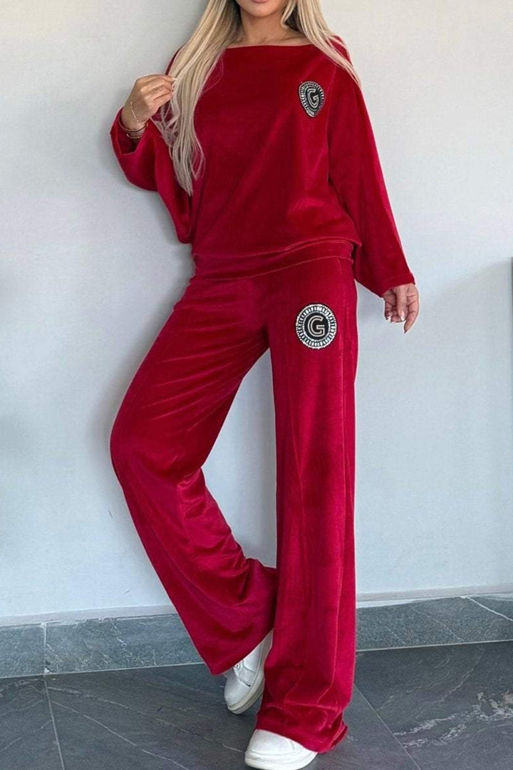 Lara – Suèdelook Two-Piece Set met Vleermuismouwen