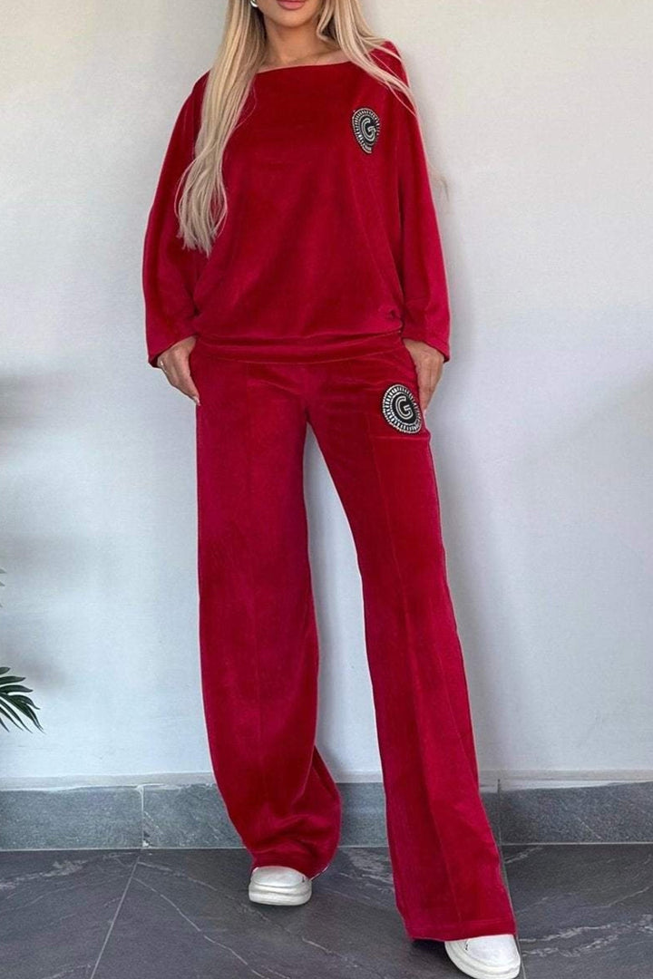 Lara – Suèdelook Two-Piece Set met Vleermuismouwen