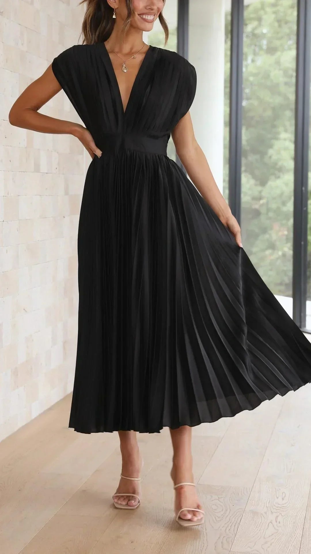 Giselle - Dames Maxi-jurk - Geplooide jurk met elegante details