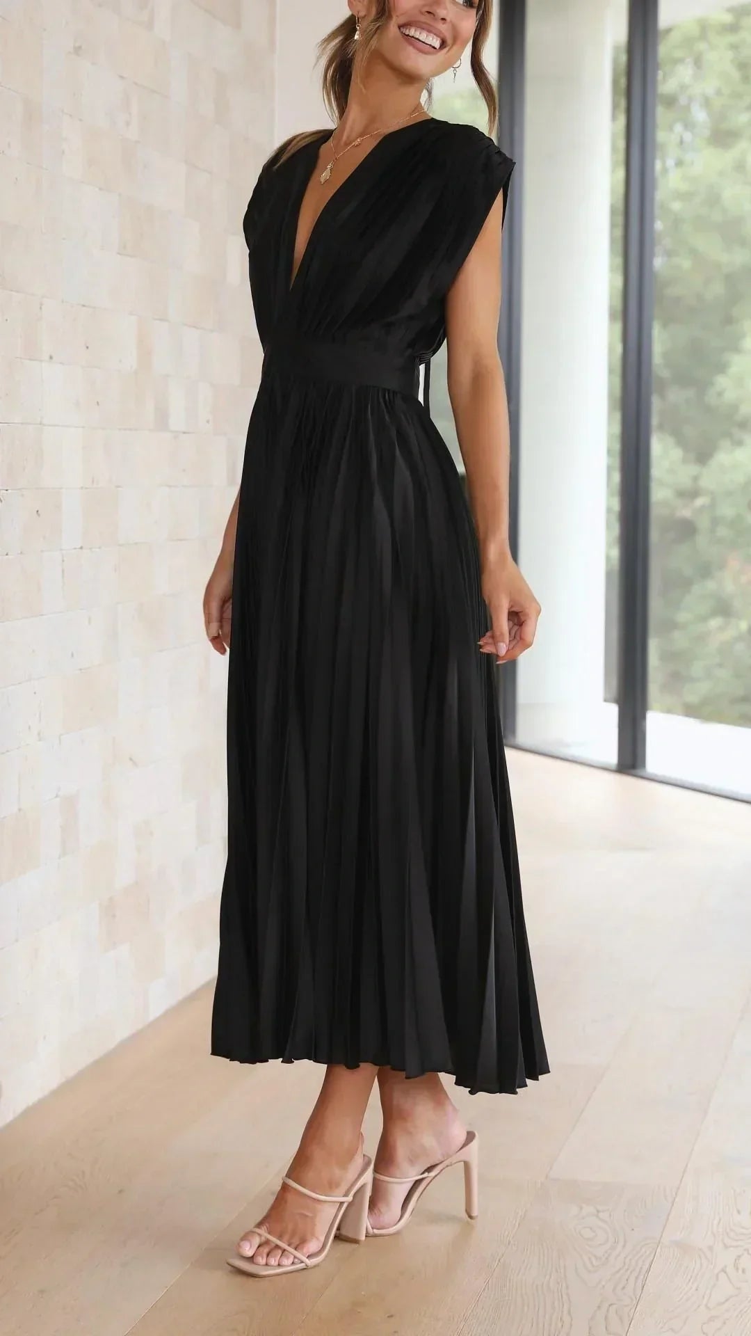 Giselle - Dames Maxi-jurk - Geplooide jurk met elegante details