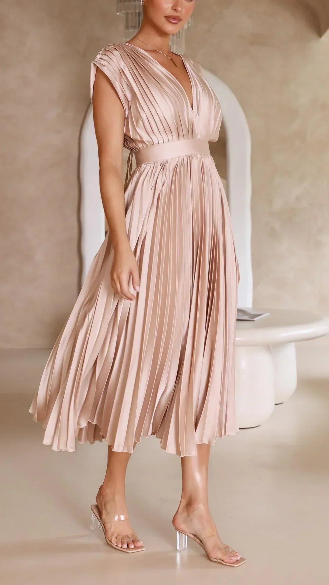Giselle - Dames Maxi-jurk - Geplooide jurk met elegante details