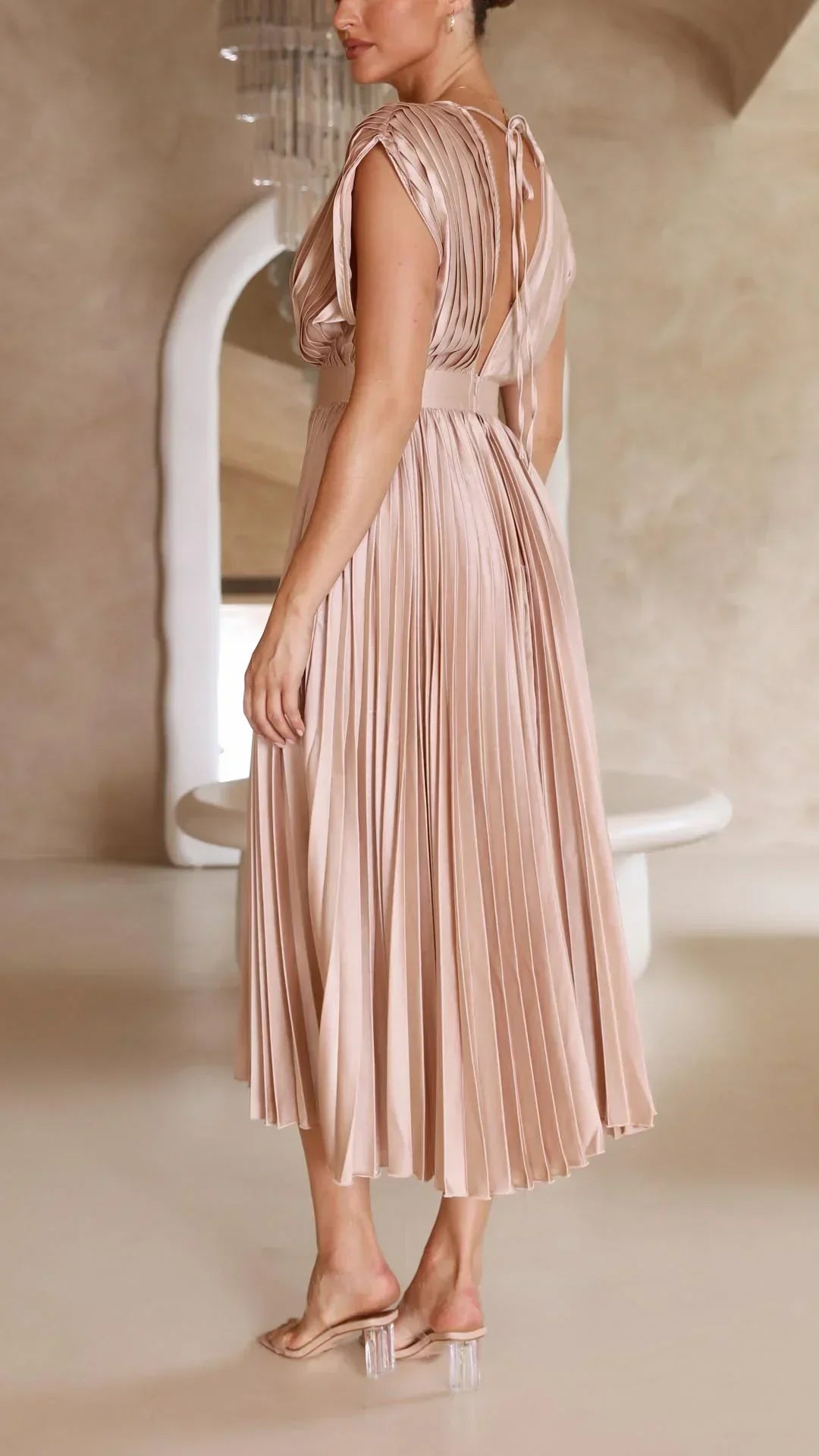 Giselle - Dames Maxi-jurk - Geplooide jurk met elegante details