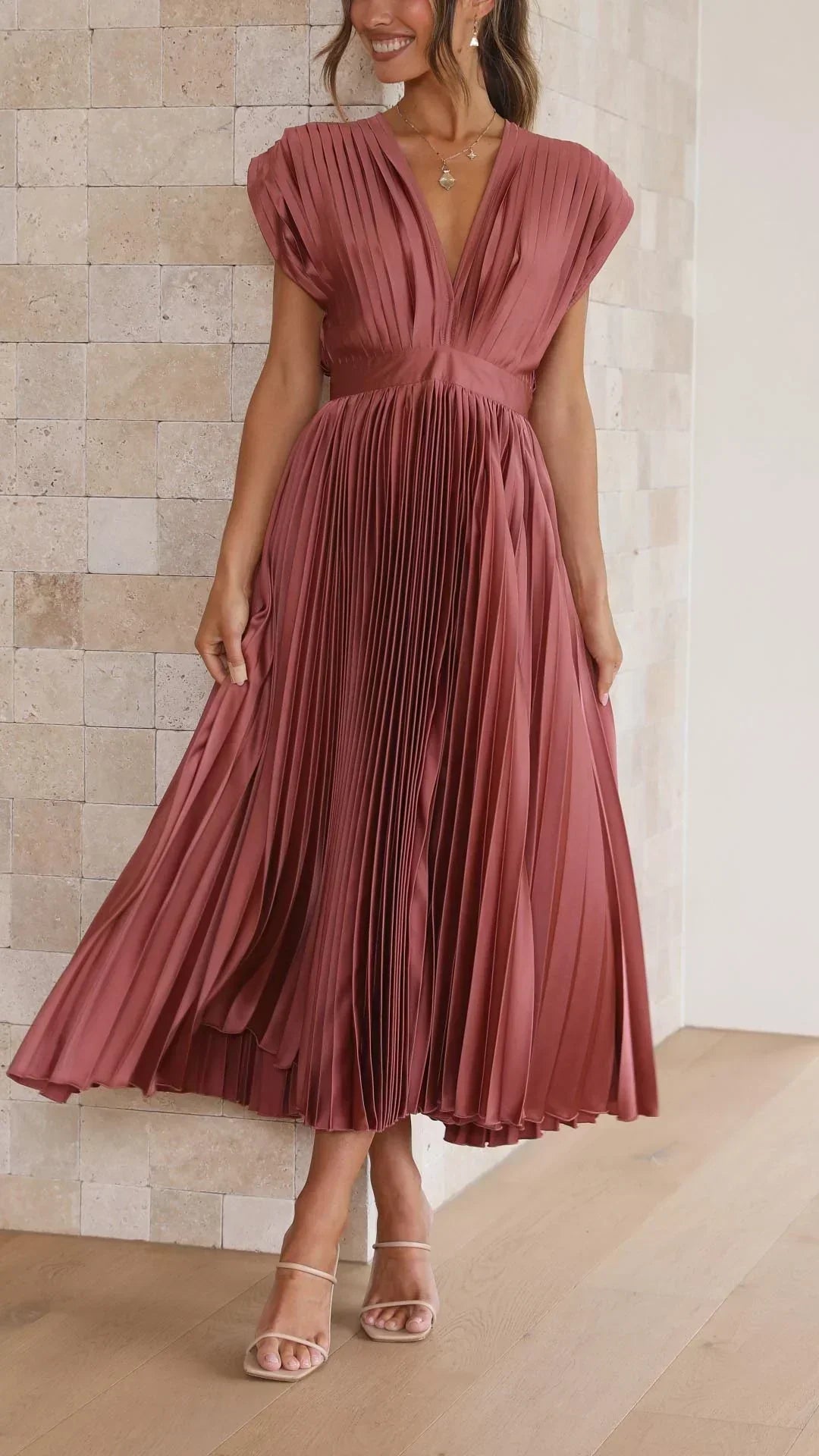 Giselle - Dames Maxi-jurk - Geplooide jurk met elegante details