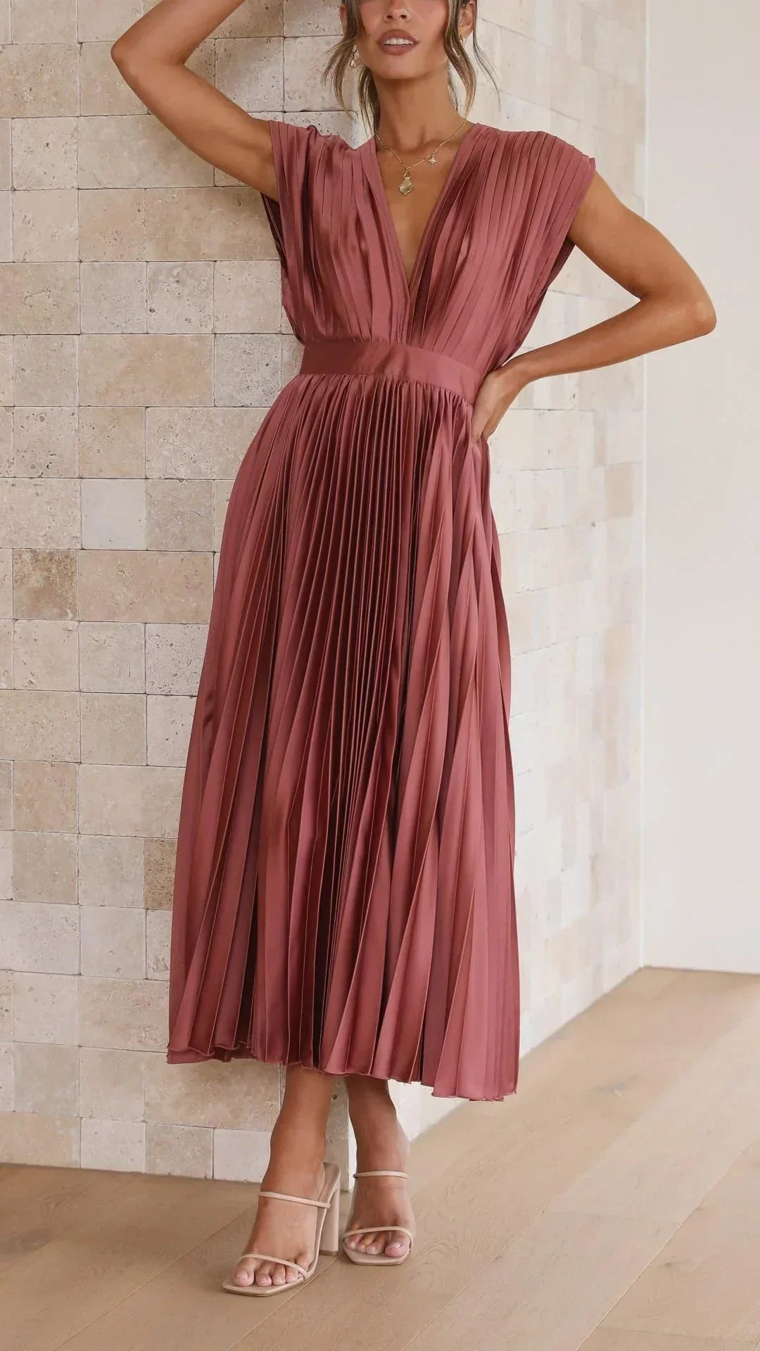 Giselle - Dames Maxi-jurk - Geplooide jurk met elegante details