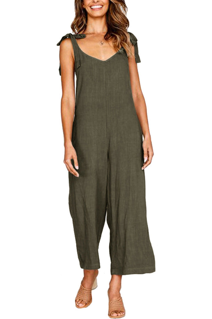 Britt – Jumpsuit van Katoenmix met Strikbandjes en Zakken