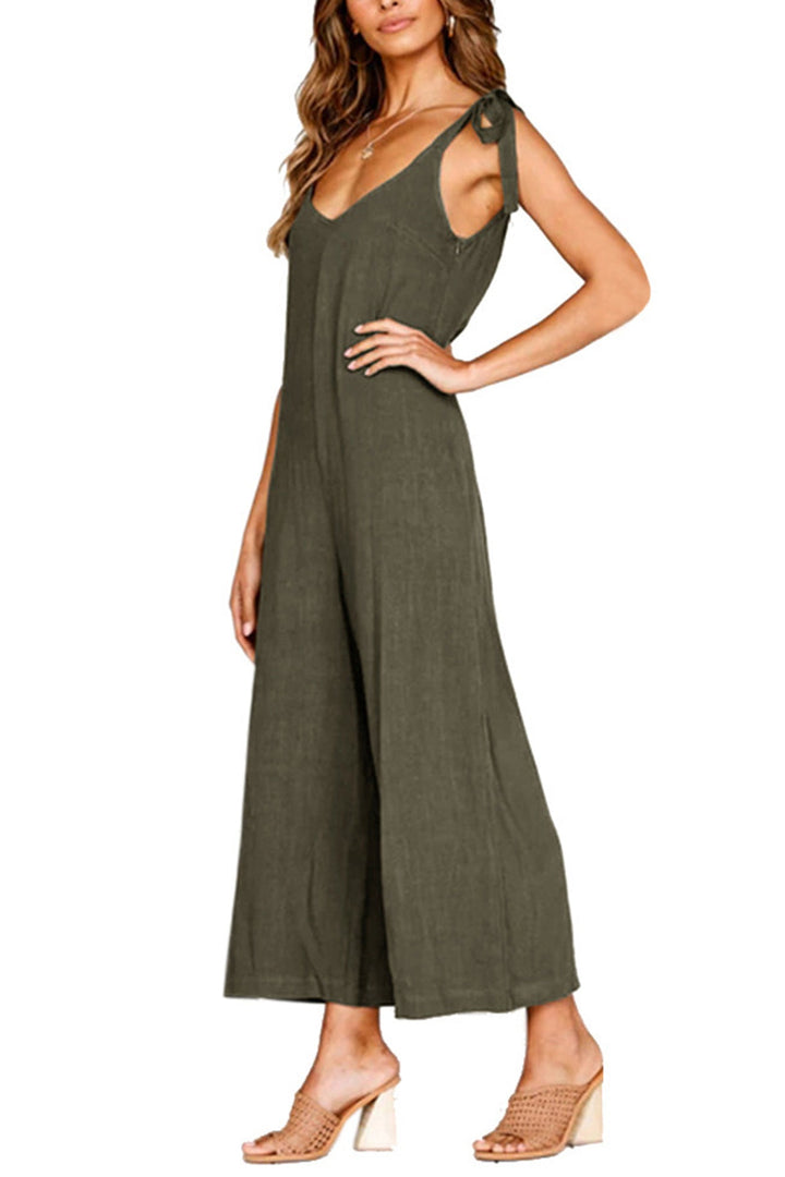 Britt – Jumpsuit van Katoenmix met Strikbandjes en Zakken