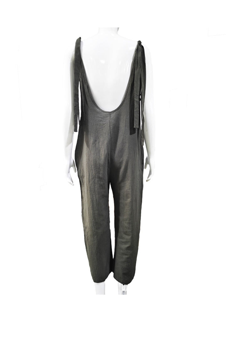 Britt – Jumpsuit van Katoenmix met Strikbandjes en Zakken