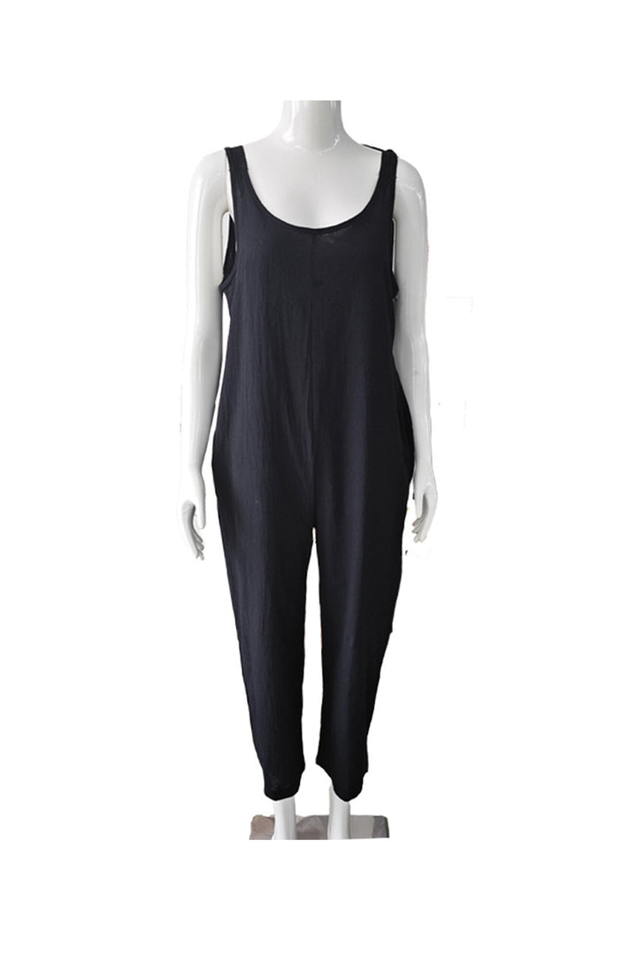 Britt – Jumpsuit van Katoenmix met Strikbandjes en Zakken