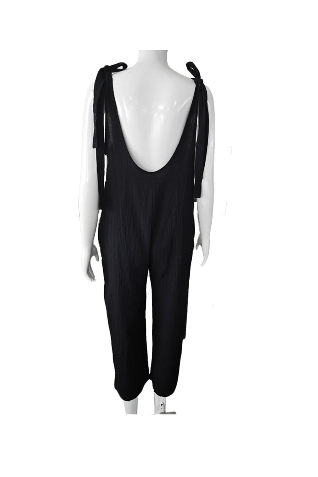 Britt – Jumpsuit van Katoenmix met Strikbandjes en Zakken