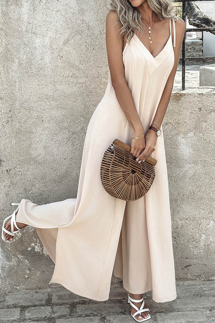 Madelief – Jumpsuit met Strikbandjes en Wijde Pijpen