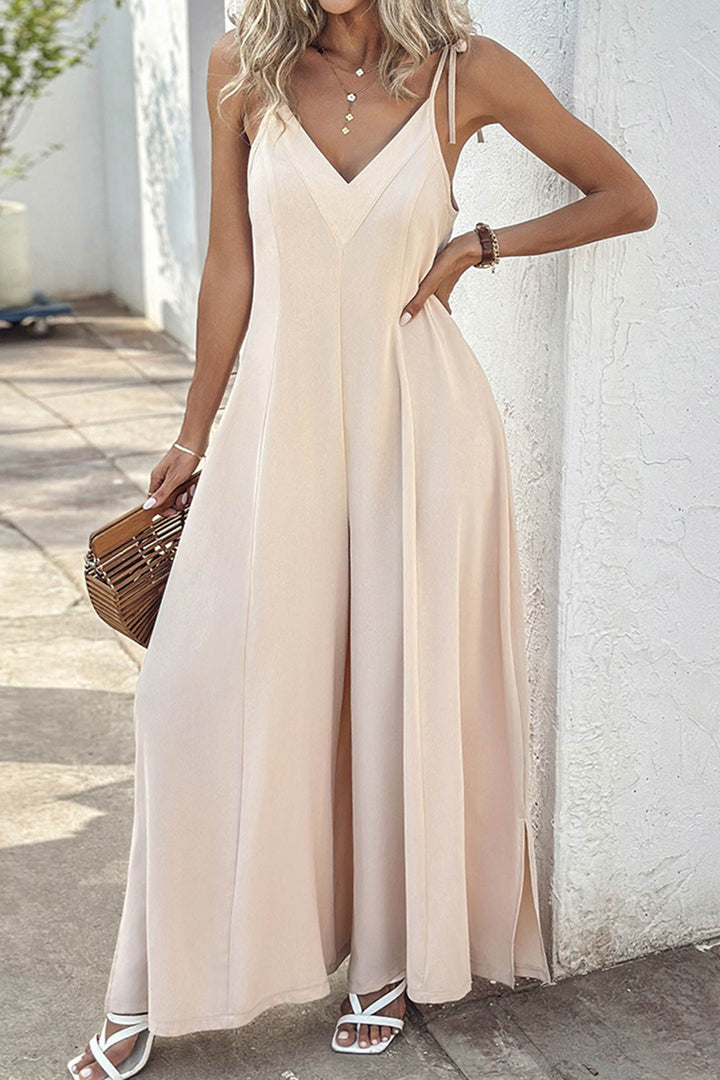Madelief – Jumpsuit met Strikbandjes en Wijde Pijpen