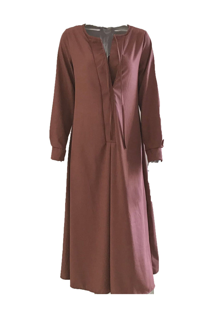 Noëlle – Maxi Jurk met Strikceintuur en Lange Mouwen