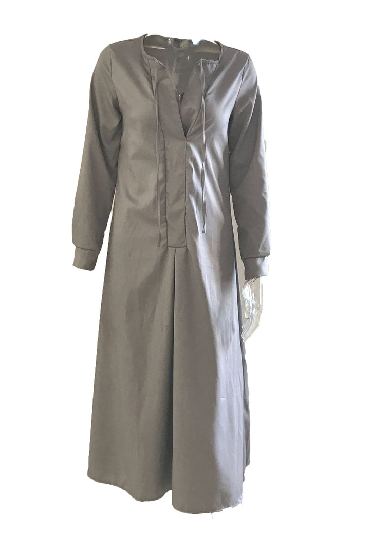 Noëlle – Maxi Jurk met Strikceintuur en Lange Mouwen