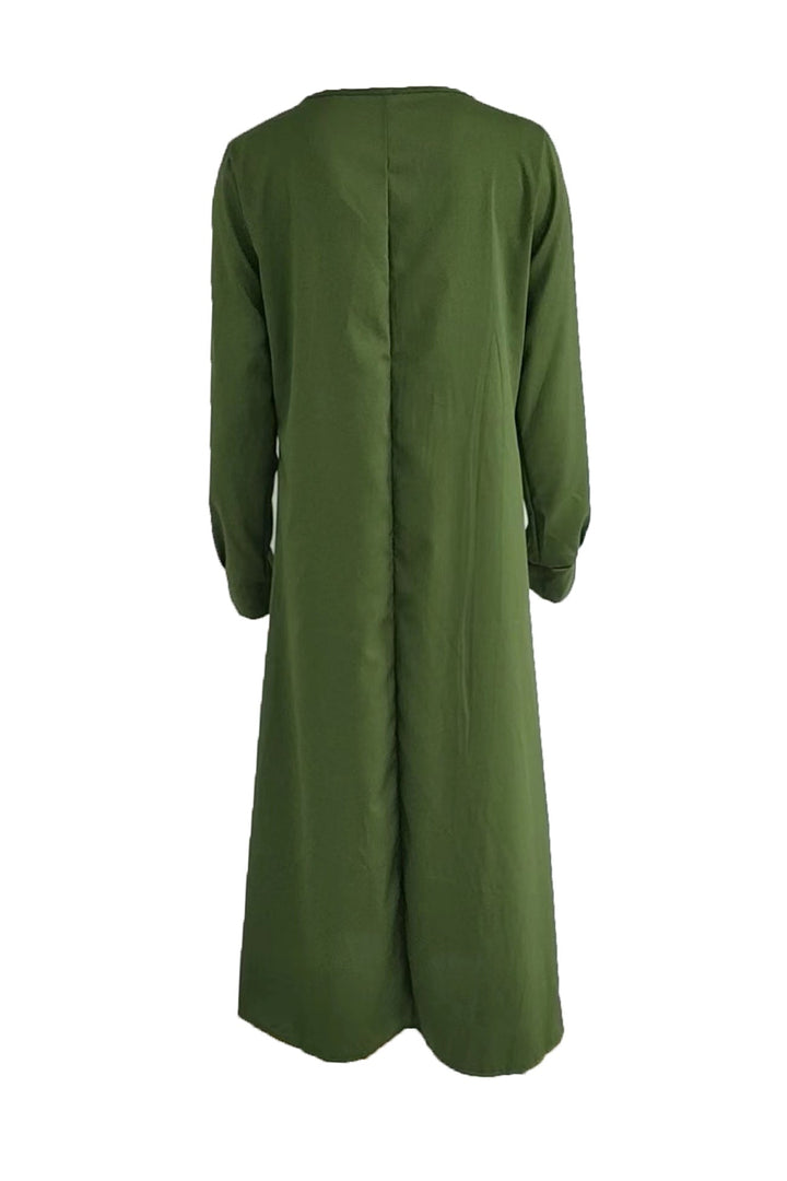 Noëlle – Maxi Jurk met Strikceintuur en Lange Mouwen