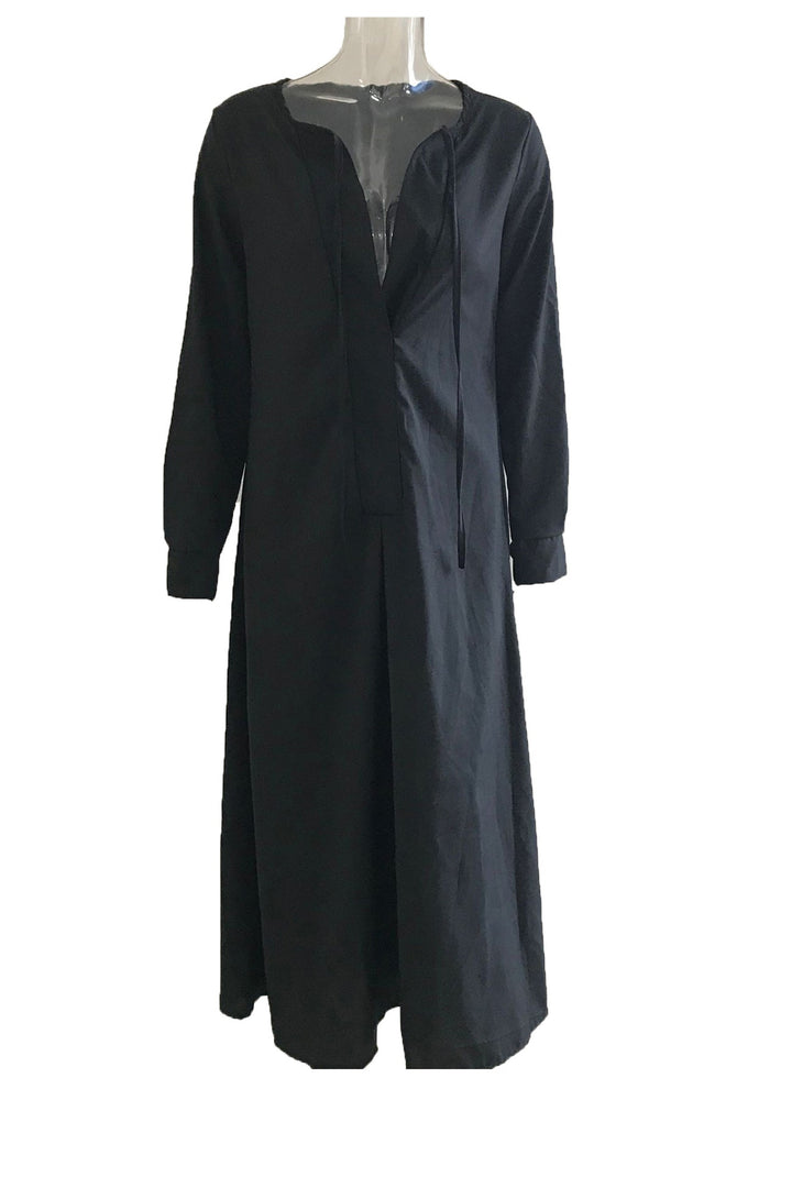 Noëlle – Maxi Jurk met Strikceintuur en Lange Mouwen
