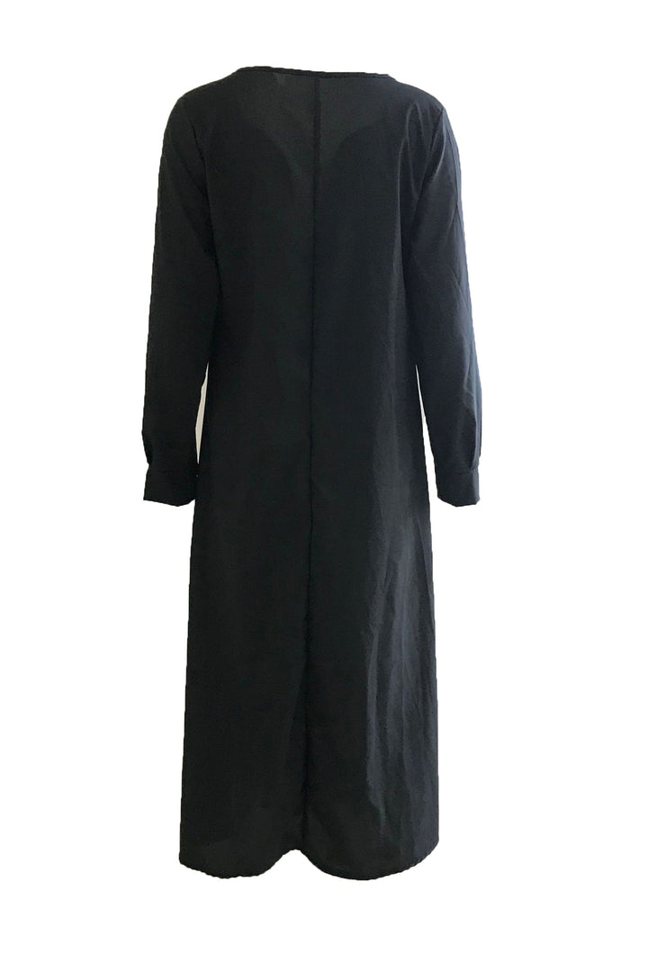 Noëlle – Maxi Jurk met Strikceintuur en Lange Mouwen
