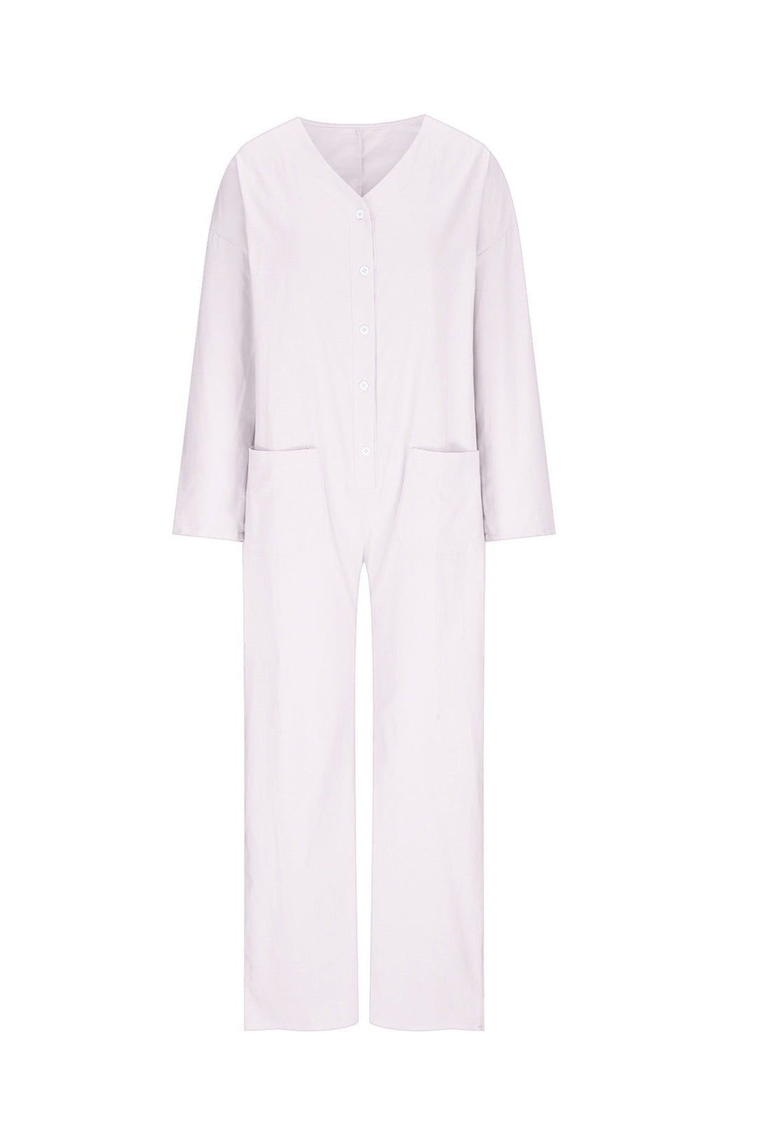 Saar – Katoen-Linnen Jumpsuit met Knoopsluiting en V-Hals
