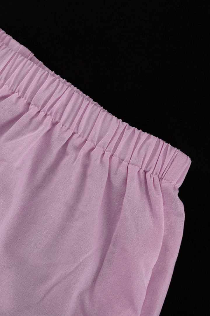 Renée – Katoenen Two-Piece Set met Diepe V-Hals en Wijde Pijpen