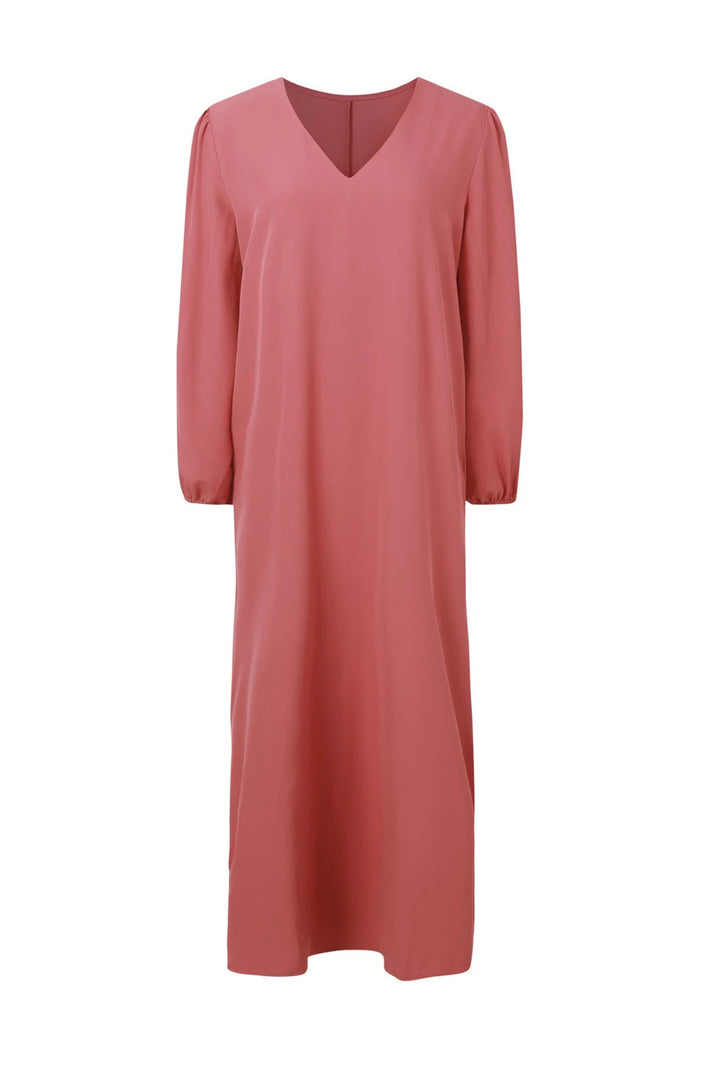 Jinte – Maxi Jurk met V-Hals en Ballonmouwen