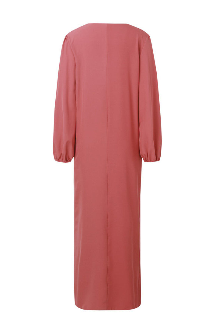 Jinte – Maxi Jurk met V-Hals en Ballonmouwen