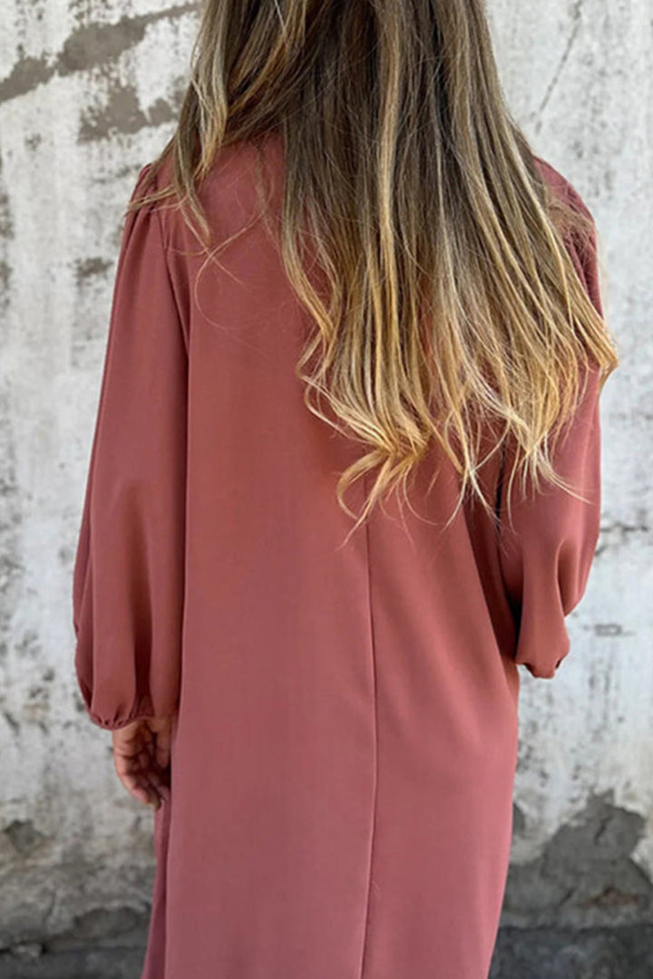 Jinte – Maxi Jurk met V-Hals en Ballonmouwen