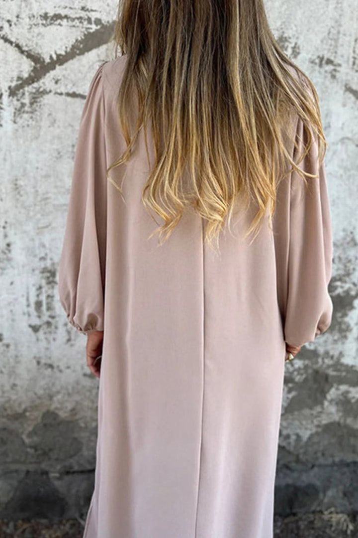 Jinte – Maxi Jurk met V-Hals en Ballonmouwen