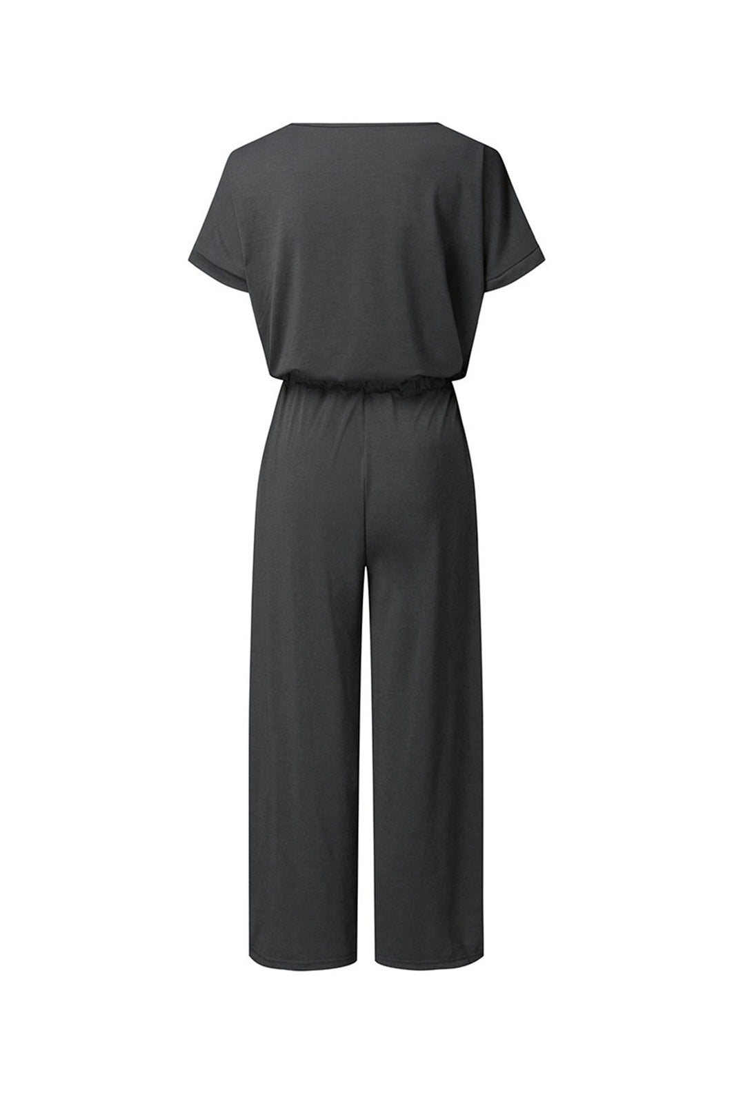 Nina – Jumpsuit met V-Hals, Korte Mouwen en Elastische Taille