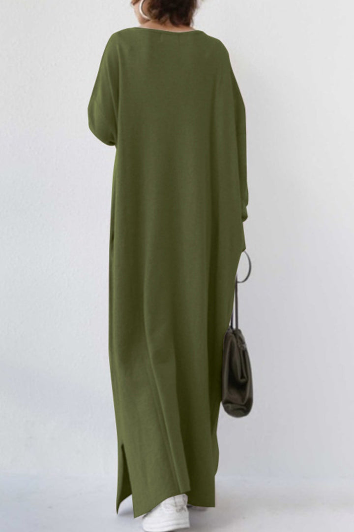 Tessa – Sweaterjurk met V-Hals en Splitzoom