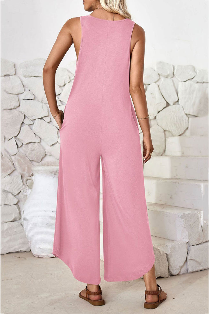 Maren – Katoenen Jumpsuit met V-Hals en Asymmetrische Zoom