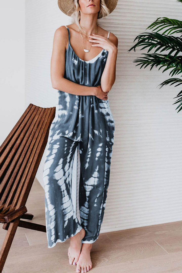 Vera – Tie-Dye Jumpsuit met V-Hals en Spaghettibandjes
