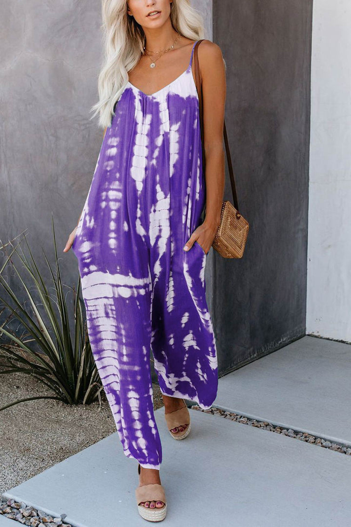 Vera – Tie-Dye Jumpsuit met V-Hals en Spaghettibandjes