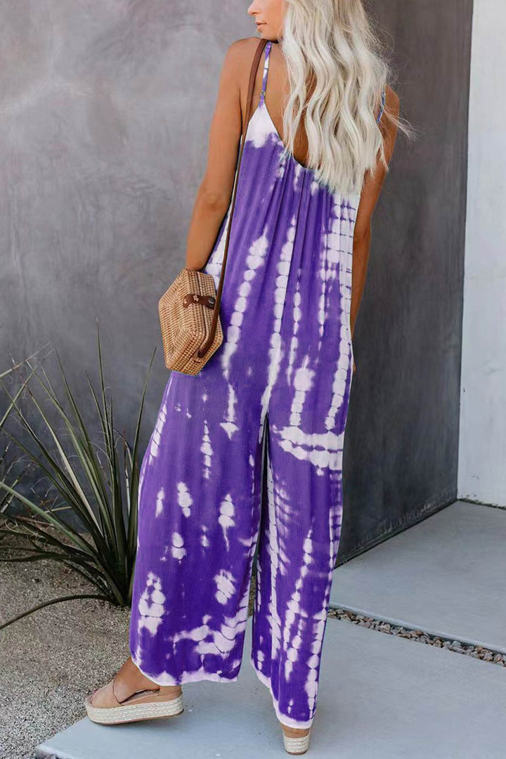 Vera – Tie-Dye Jumpsuit met V-Hals en Spaghettibandjes