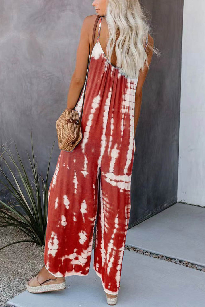 Vera – Tie-Dye Jumpsuit met V-Hals en Spaghettibandjes
