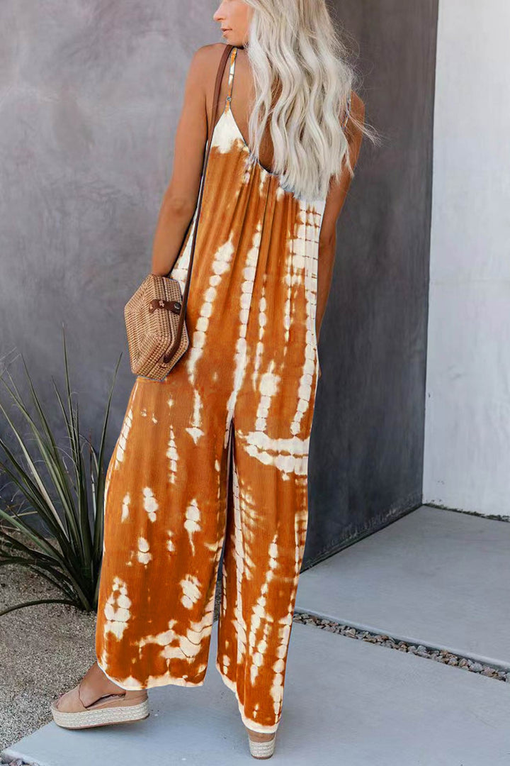 Vera – Tie-Dye Jumpsuit met V-Hals en Spaghettibandjes