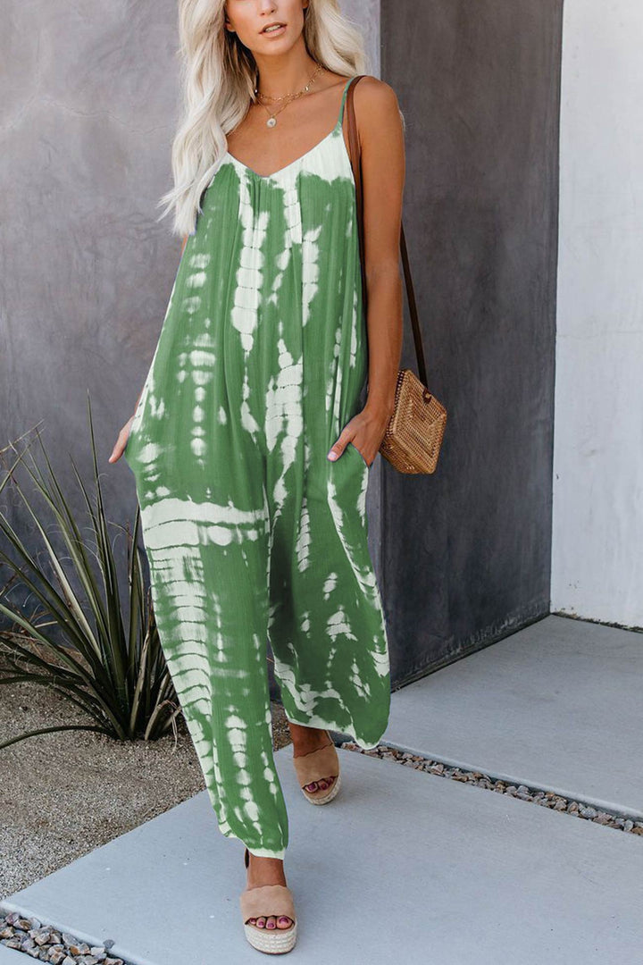 Vera – Tie-Dye Jumpsuit met V-Hals en Spaghettibandjes