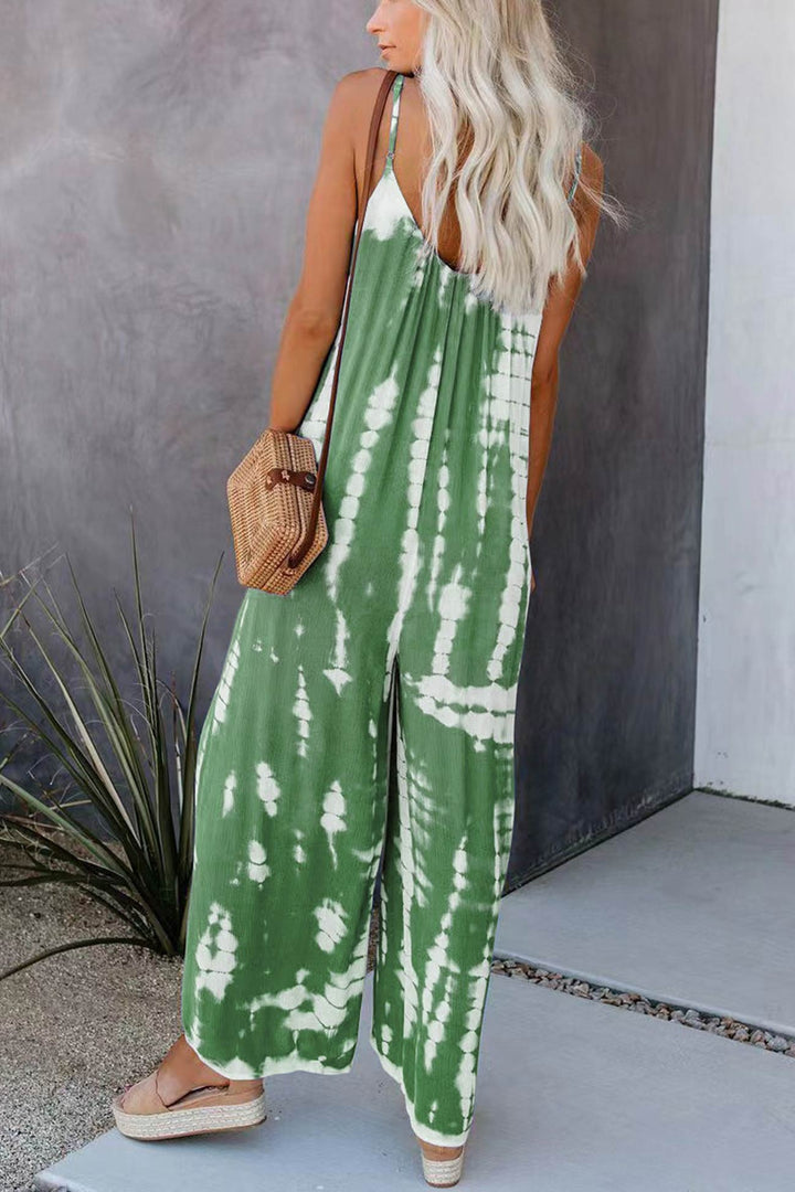 Vera – Tie-Dye Jumpsuit met V-Hals en Spaghettibandjes