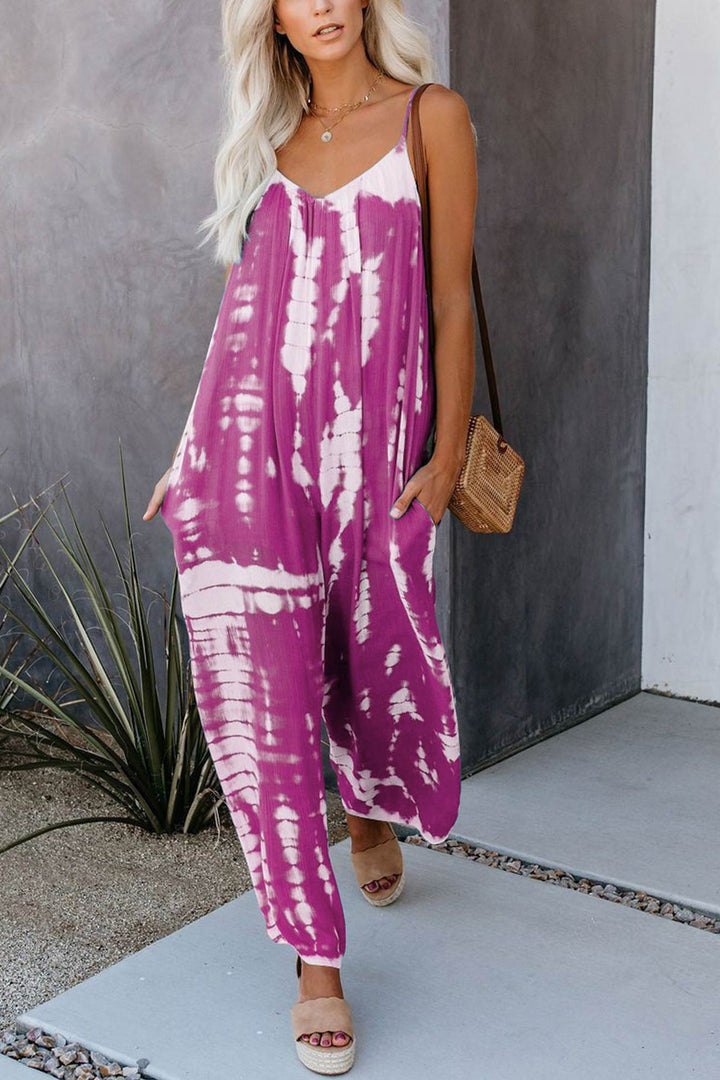 Vera – Tie-Dye Jumpsuit met V-Hals en Spaghettibandjes