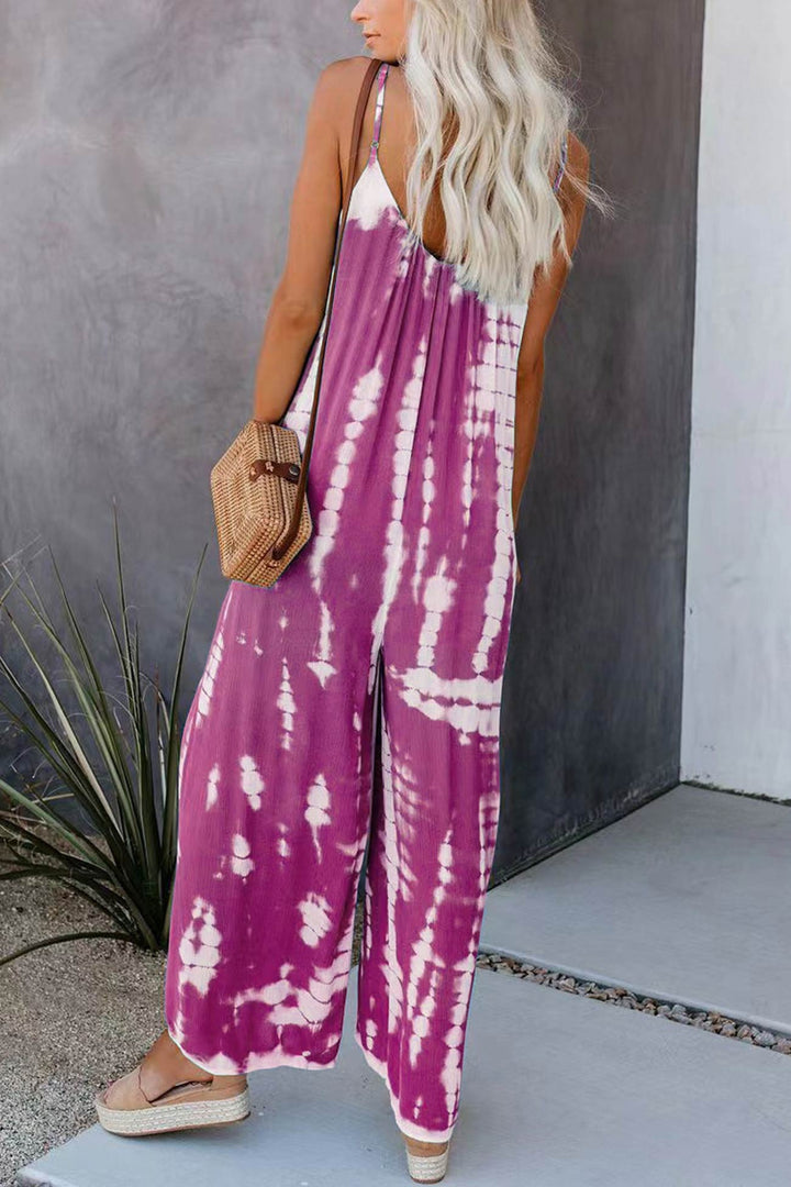 Vera – Tie-Dye Jumpsuit met V-Hals en Spaghettibandjes