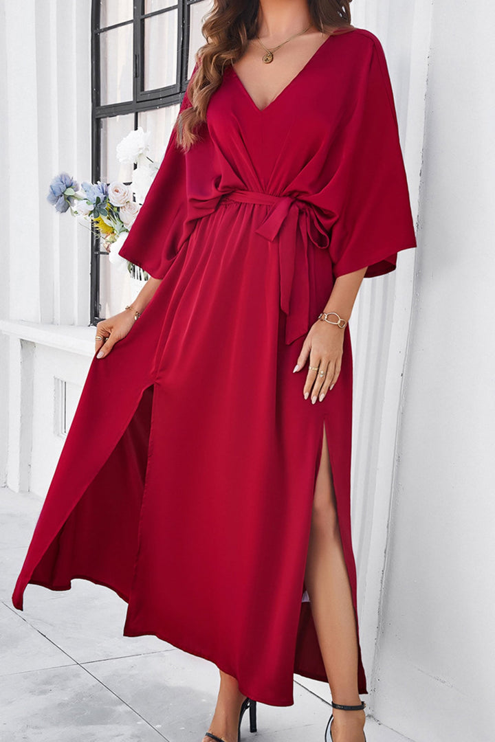 Mare – Maxi Jurk met Strikceintuur en Vleermuismouwen