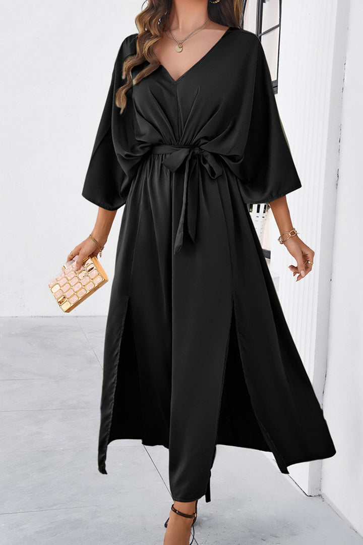 Mare – Maxi Jurk met Strikceintuur en Vleermuismouwen