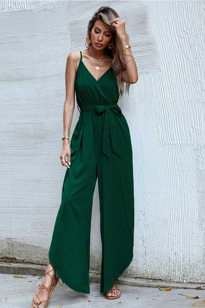 Jinte – Mouwloze Jumpsuit met V-Hals en Splitdetail