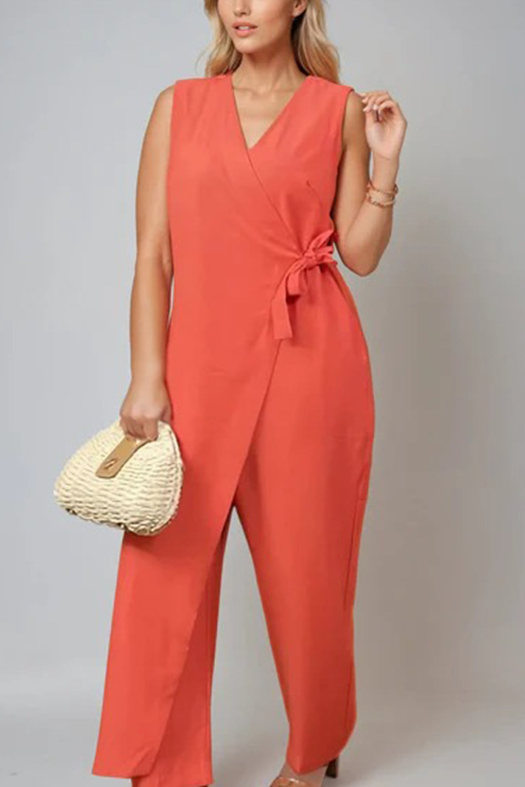 Romy – Mouwloze Jumpsuit met Rits en Wijde Pijpen