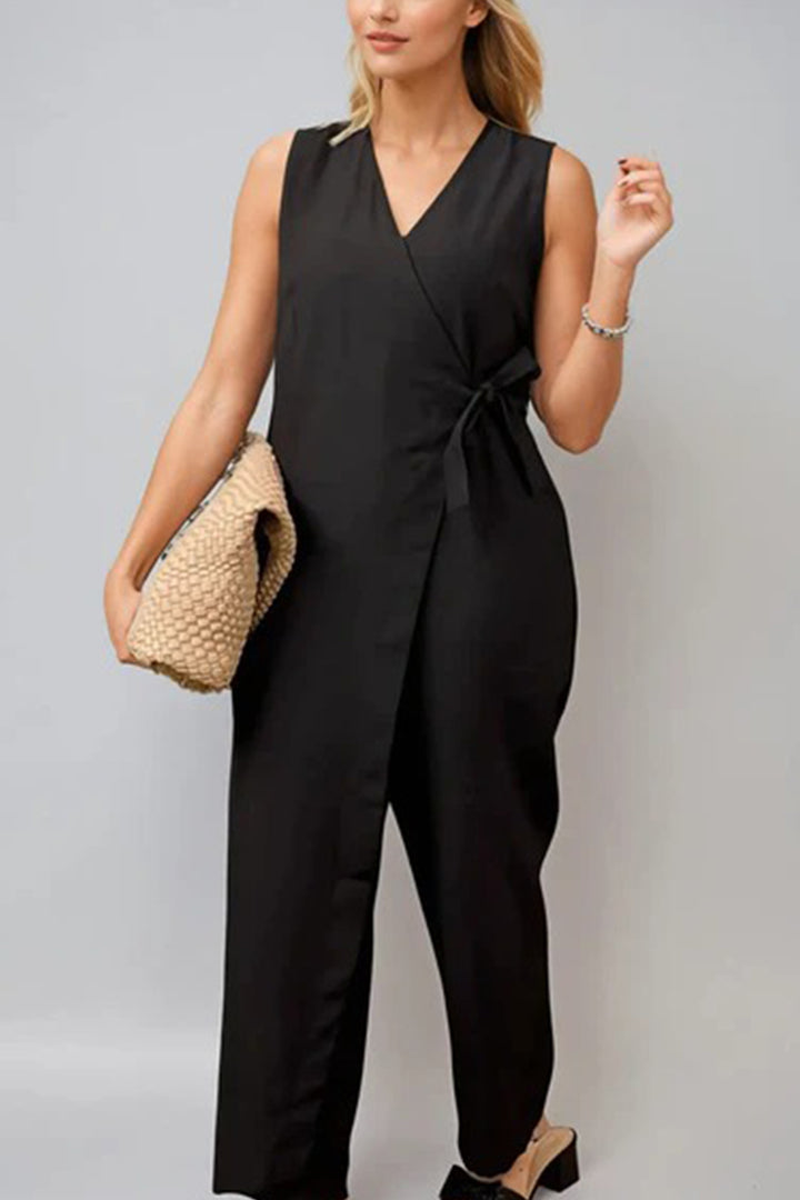 Romy – Mouwloze Jumpsuit met Rits en Wijde Pijpen