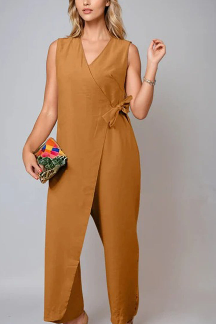 Romy – Mouwloze Jumpsuit met Rits en Wijde Pijpen