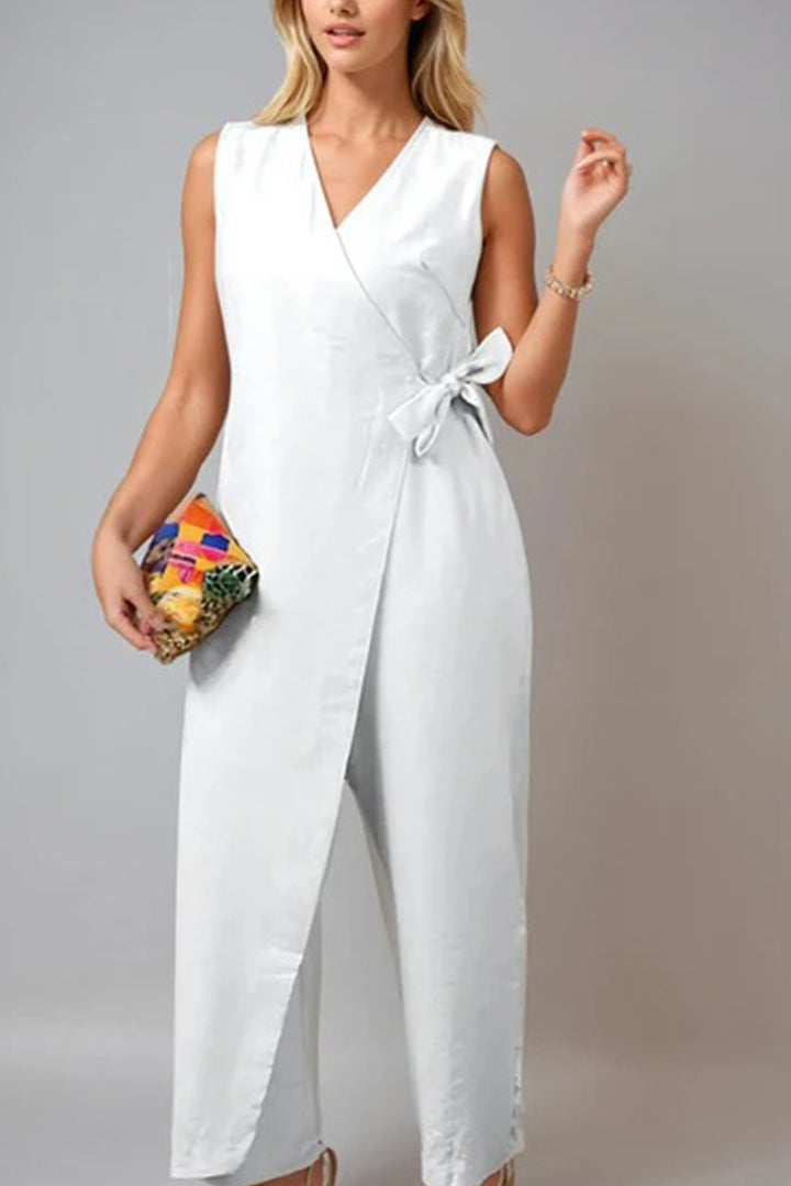 Romy – Mouwloze Jumpsuit met Rits en Wijde Pijpen