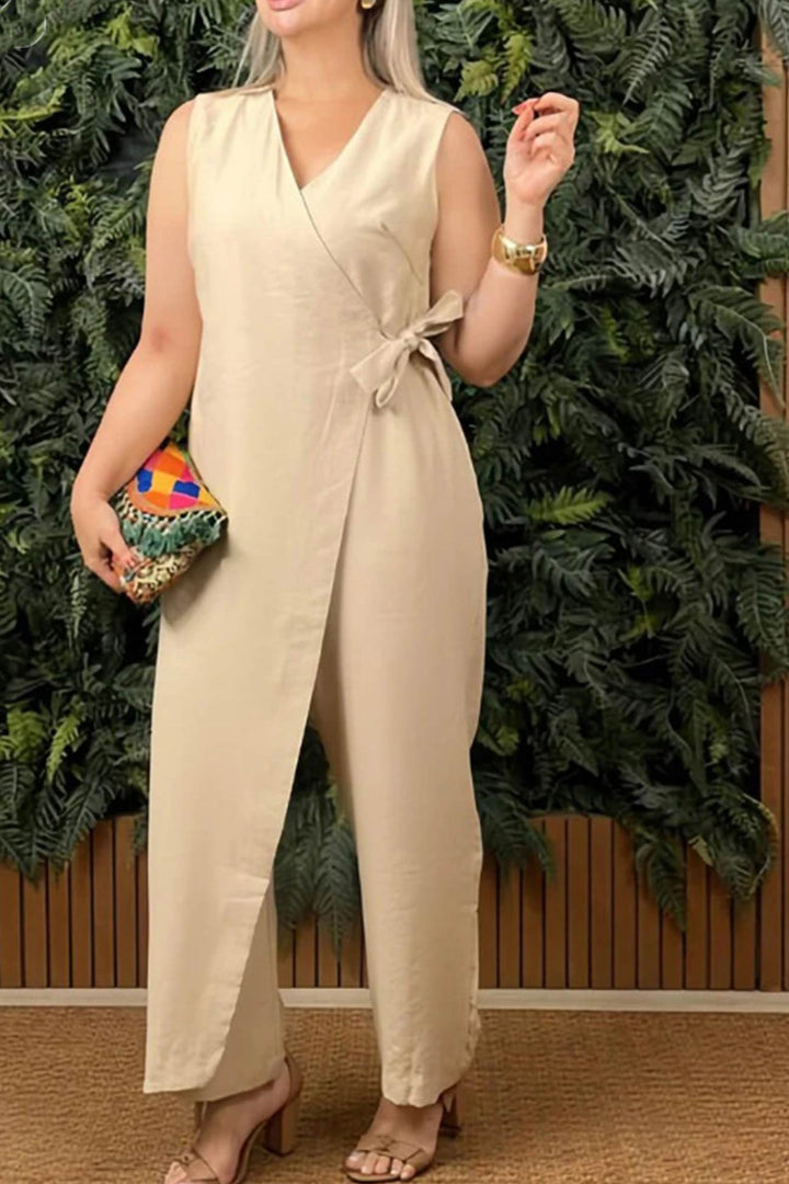 Romy – Mouwloze Jumpsuit met Rits en Wijde Pijpen