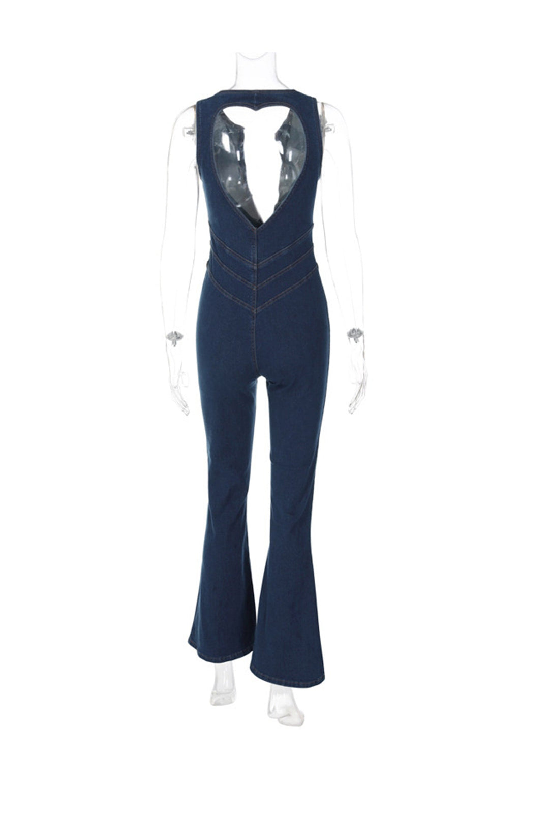 Saar – Mouwloze Denim Jumpsuit met Rits en Open Rug