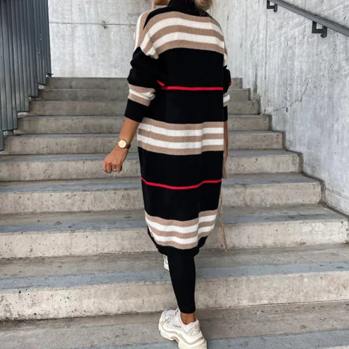 Margot - Lang Gestreept Vest - Winterproof & Oversized