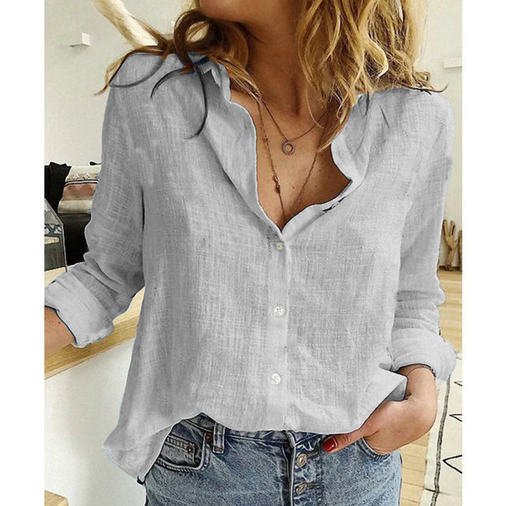 Livia Dames Lenteblouse – Moderne, casual blouse met lange mouwen en V-hals